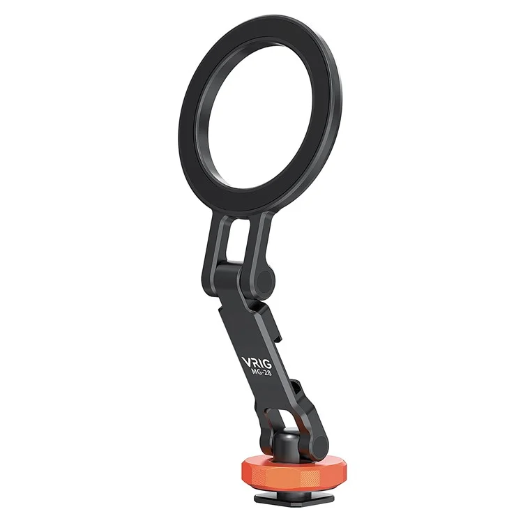 VRIG MG-28 Compatible with MagSafe Metal Cold Shoe Foldable Magnetic Stand Dual-Axis Rotation Holder, Small