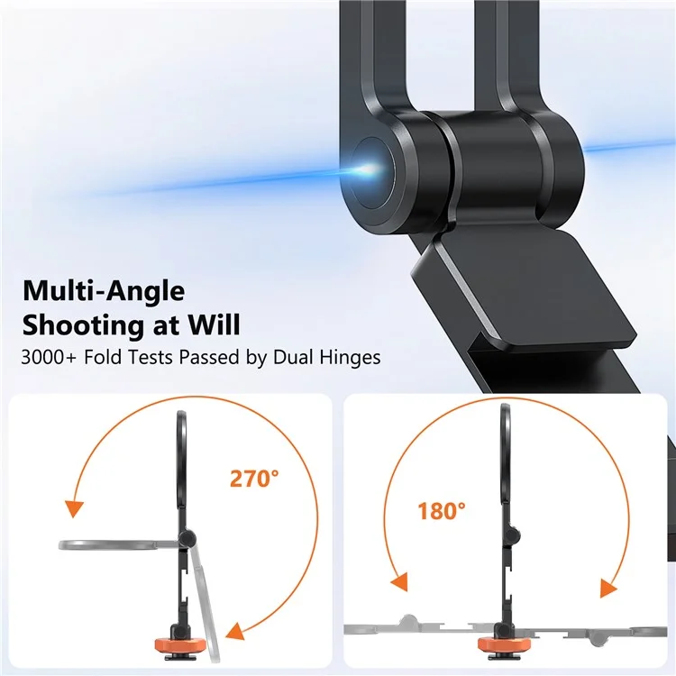 VRIG MG-28 Compatible with MagSafe Metal Cold Shoe Foldable Magnetic Stand Dual-Axis Rotation Holder, Small
