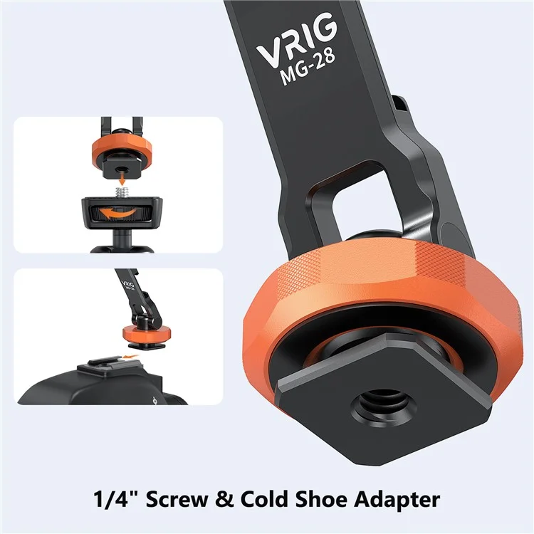 VRIG MG-28 Compatible with MagSafe Metal Cold Shoe Foldable Magnetic Stand Dual-Axis Rotation Holder, Small