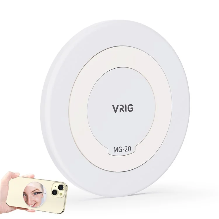 VRIG MG-20 Miroir de maquillage magnétique compatible Magsafe pour appareil photo arrière de téléphone Miroir autoportrait