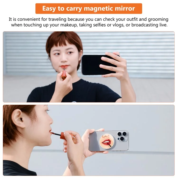 VRIG MG-20 Miroir de maquillage magnétique compatible Magsafe pour appareil photo arrière de téléphone Miroir autoportrait