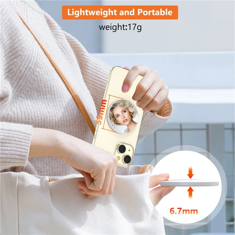 VRIG MG-20 Miroir de maquillage magnétique compatible Magsafe pour appareil photo arrière de téléphone Miroir autoportrait