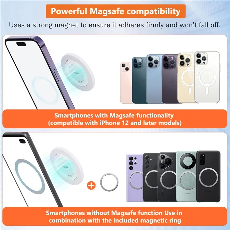 VRIG MG-20 Miroir de maquillage magnétique compatible Magsafe pour appareil photo arrière de téléphone Miroir autoportrait