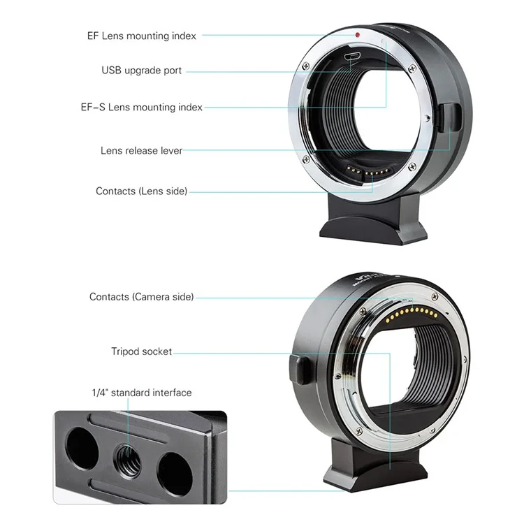 VILTROX Objektivadapter Ring für Canon EF zu Nikon Z Kamerabajonett mit automatischem Fokus und aktualisierbarer Firmware
