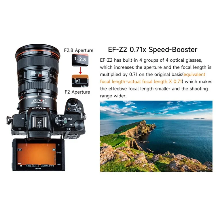 VILTROX EF-Z2 Für Canon EF auf Nikon Z Bajonett 0,71X Autofokus Kameraobjektiv-Adapter