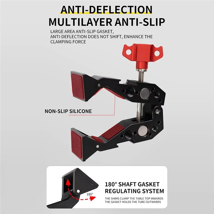 F084 Morsetto universale per supporto luce fotografica con attacco a slitta metallico multifunzione - Rosso