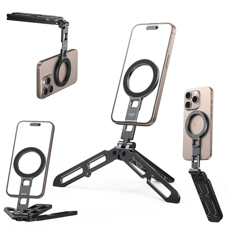 VRIG MG-21 Двухсторонняя магнитная складная подставка для телефона из алюминиевого сплава, портативная настольная подставка