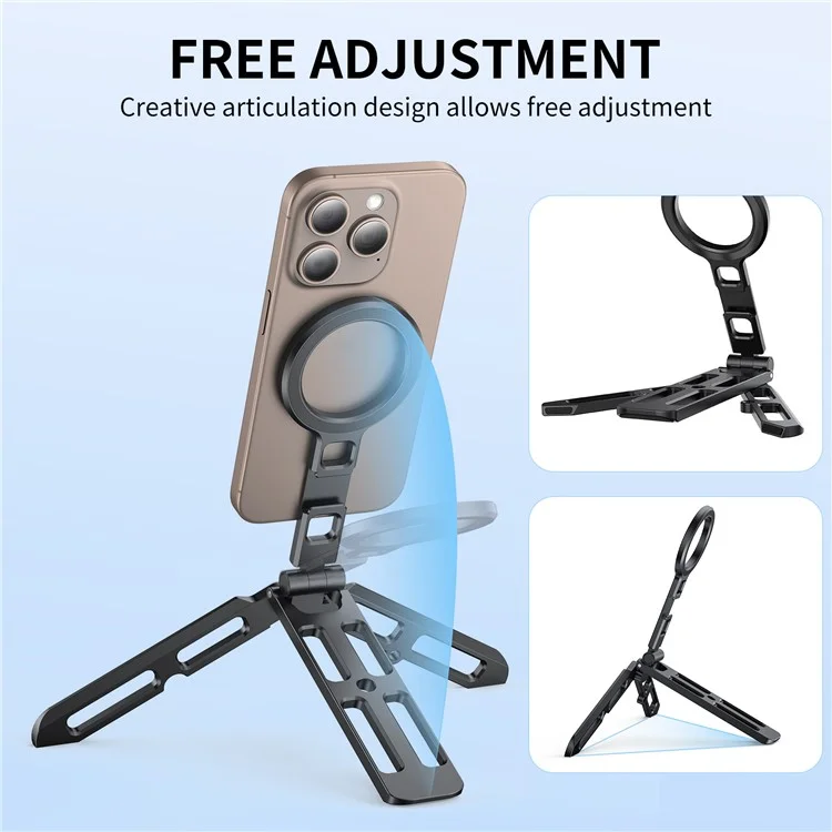 VRIG MG-21 Двухсторонняя магнитная складная подставка для телефона из алюминиевого сплава, портативная настольная подставка