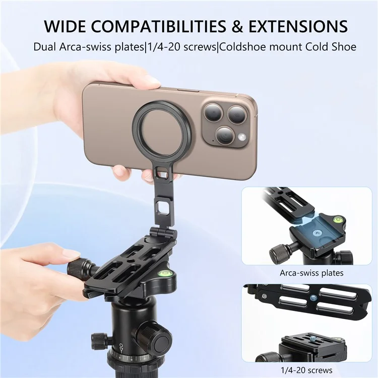 VRIG MG-21 Двухсторонняя магнитная складная подставка для телефона из алюминиевого сплава, портативная настольная подставка
