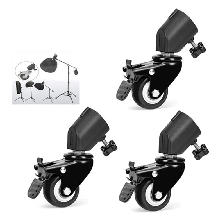 YUNTENG VCT-800 3Pcs Tripod Caster Wheels Studio Photography Light Stand Rollers