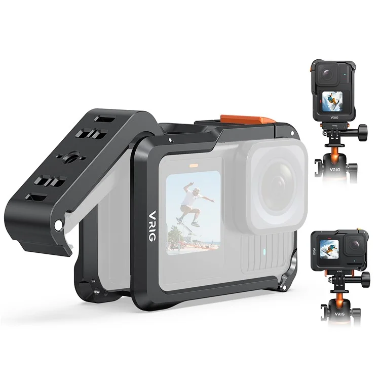 VRIG GA-02 Cage Métallique pour Boîtier GoPro 13 / 12 / 11 / 10 / 9 Protection Cadre Support de Fixation Rapide
