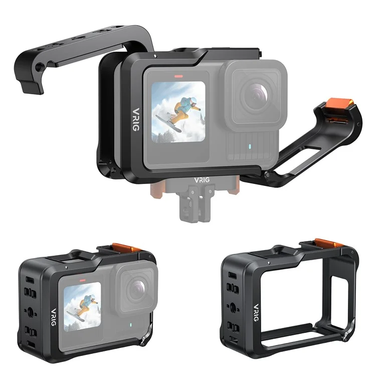 VRIG GA-02 Cage Métallique pour Boîtier GoPro 13 / 12 / 11 / 10 / 9 Protection Cadre Support de Fixation Rapide