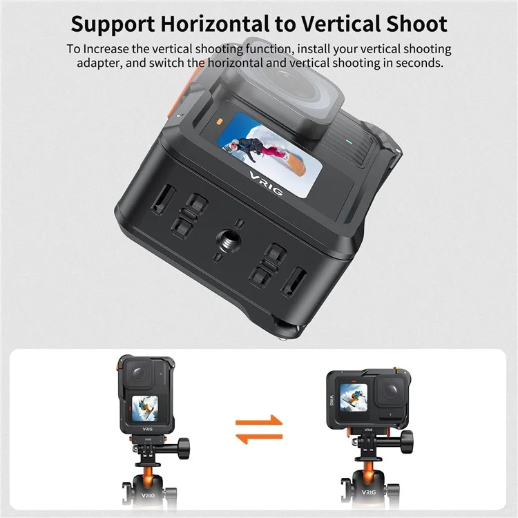 VRIG GA-02 Cage Métallique pour Boîtier GoPro 13 / 12 / 11 / 10 / 9 Protection Cadre Support de Fixation Rapide