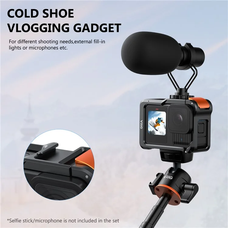 VRIG GA-02 Cage Métallique pour Boîtier GoPro 13 / 12 / 11 / 10 / 9 Protection Cadre Support de Fixation Rapide