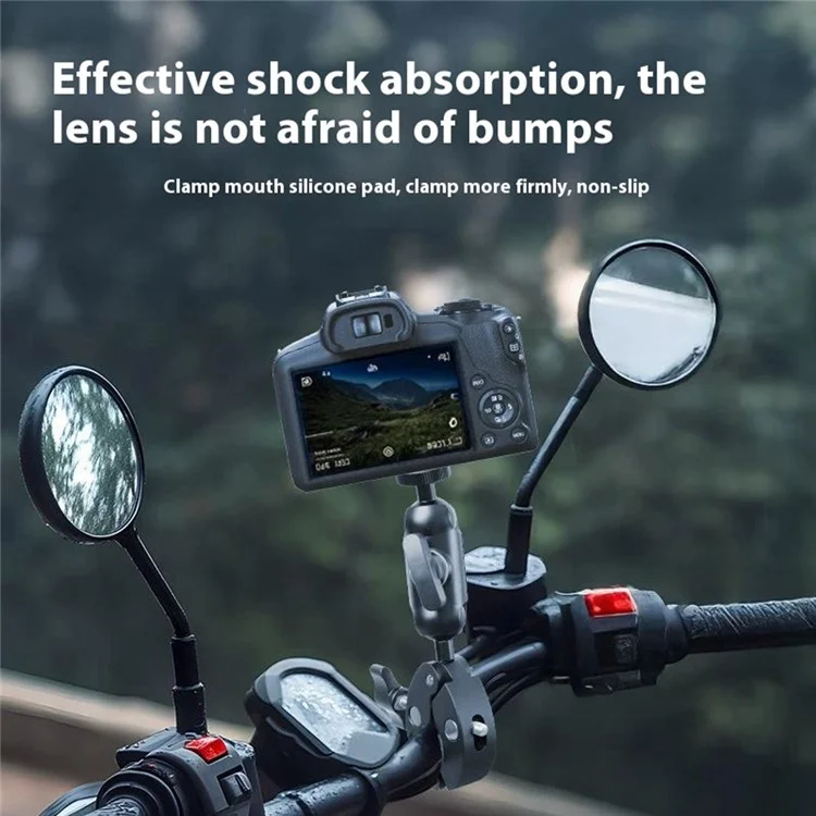 F082 360 Degree Ball Head Mount Shock-Absorbing Motorcycle Handlebar Clamp Camera Photography Bracket