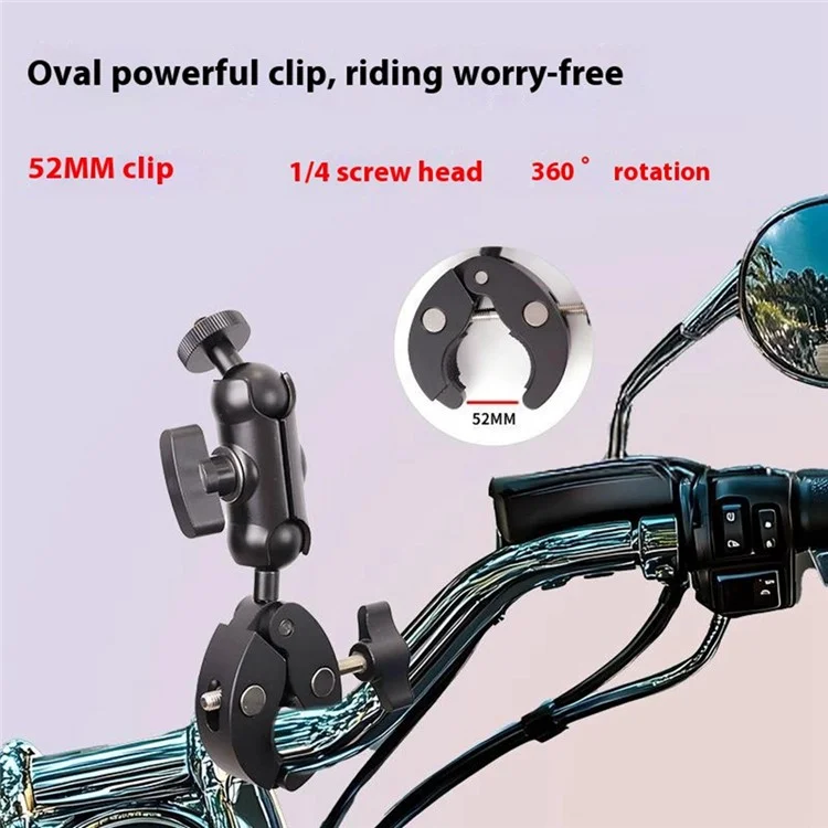 F082 360 Degree Ball Head Mount Shock-Absorbing Motorcycle Handlebar Clamp Camera Photography Bracket