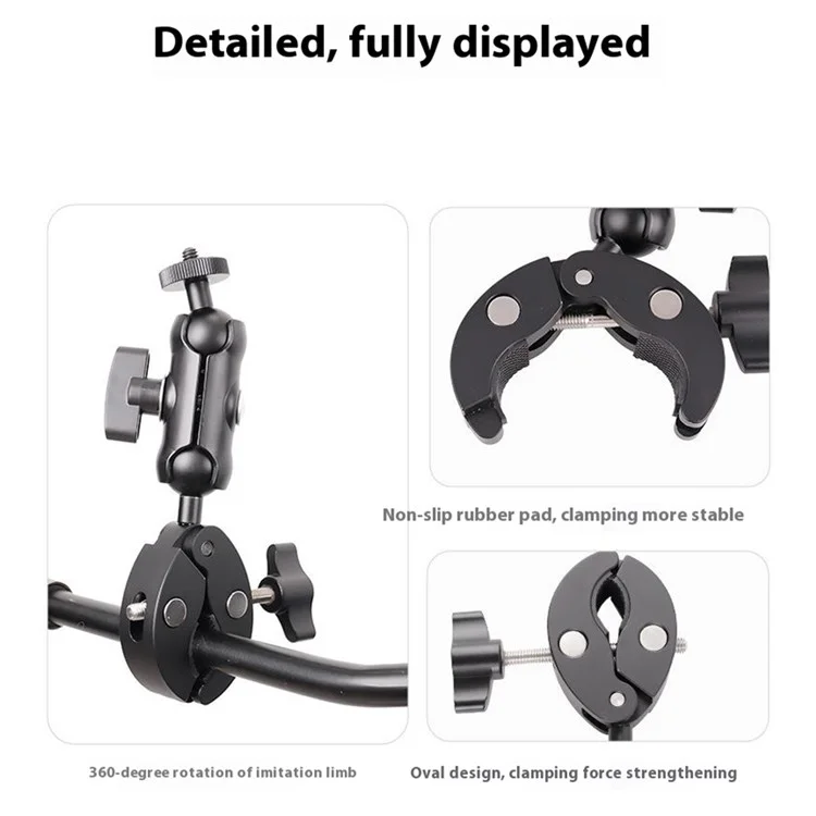 F082 360 Degree Ball Head Mount Shock-Absorbing Motorcycle Handlebar Clamp Camera Photography Bracket