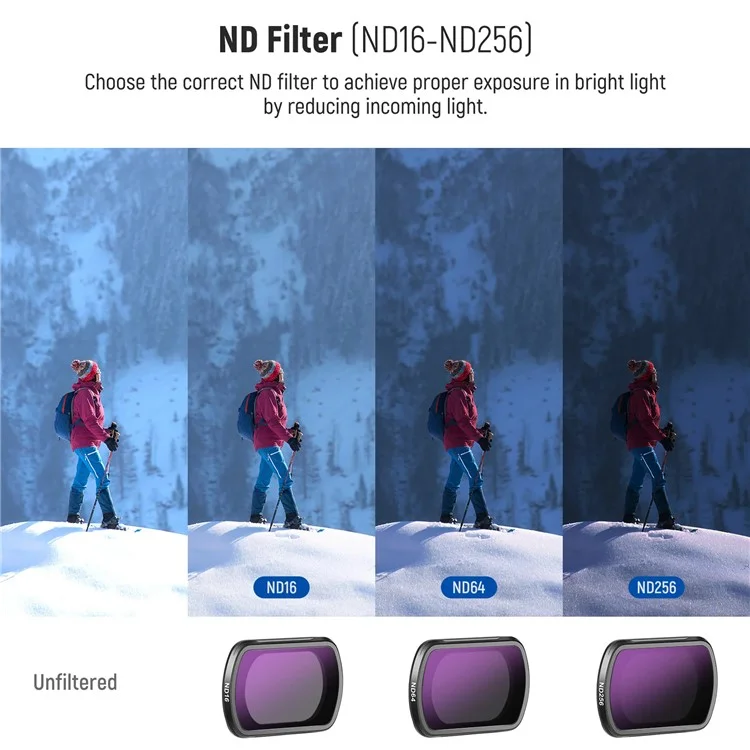 Kit de Filtros ND Magnéticos NEEWER FL-P5 4 Peças para DJI Osmo Pocket 3 - Filtros de Densidade Neutra Variável