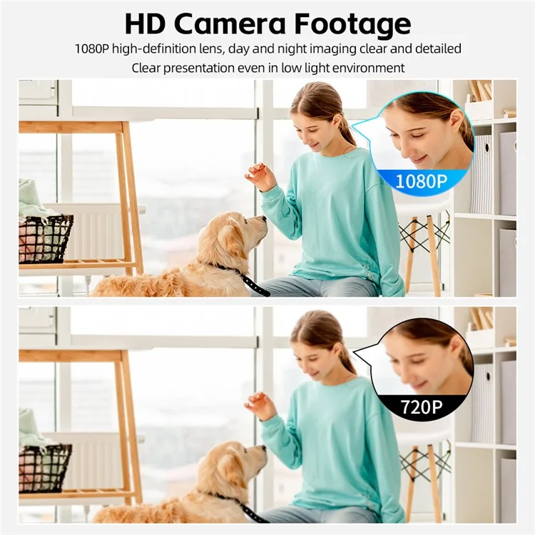Câmera de Segurança W02 HD 1080P Ângulo Amplo de 140 Graus Câmera de Vigilância Sem Fio Mini com Cartão TF de 8GB