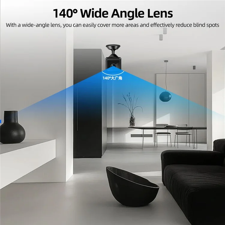 Câmera de Segurança W02 HD 1080P Ângulo Amplo de 140 Graus Câmera de Vigilância Sem Fio Mini com Cartão TF de 8GB