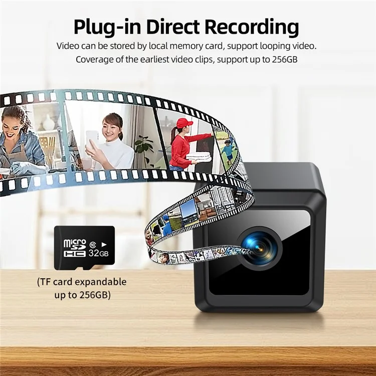 Câmera de Segurança W02 HD 1080P Ângulo Amplo de 140 Graus Câmera de Vigilância Sem Fio Mini com Cartão TF de 8GB