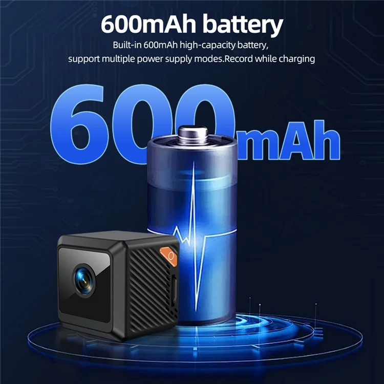 Câmera de Segurança W02 HD 1080P Ângulo Amplo de 140 Graus Câmera de Vigilância Sem Fio Mini com Cartão TF de 8GB