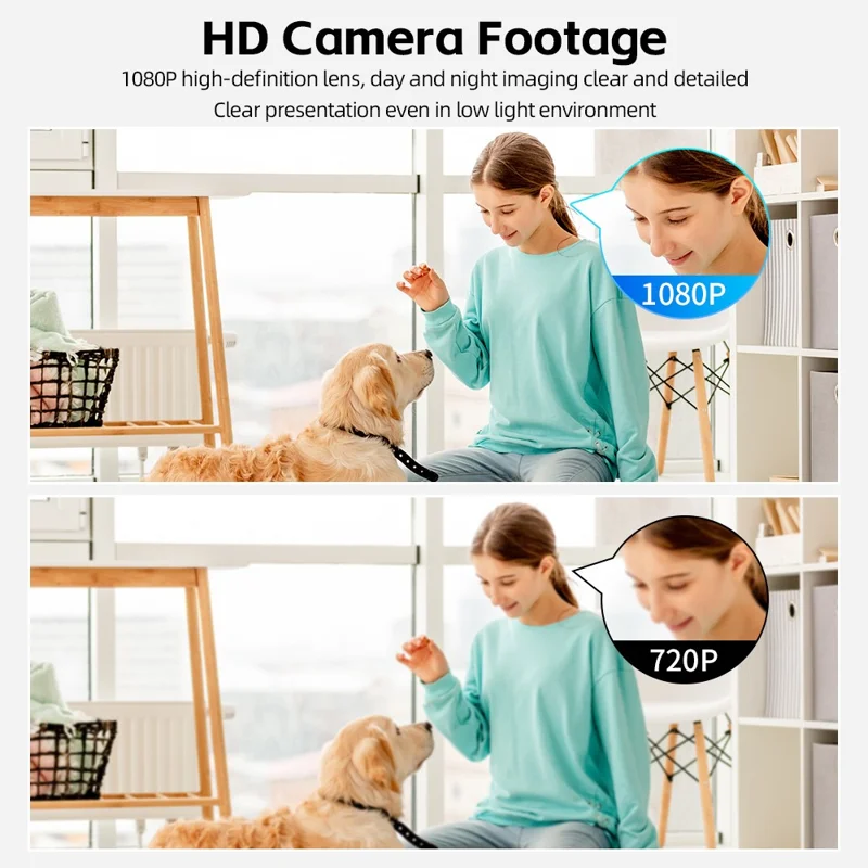 Caméra de surveillance sans fil W02 1080P HD à grand angle Détection de mouvement WiFi Moniteur à distance (sans carte TF)