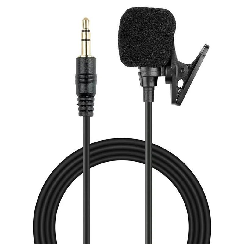 Microfone de Lapela de 1,5m para Transmissão ao Vivo Externo, Gravação com Redução de Ruído, Duplo Capacitor, Mini Clipe
