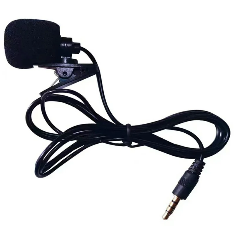 Microfone de Lapela de 1,5m para Transmissão ao Vivo Externo, Gravação com Redução de Ruído, Duplo Capacitor, Mini Clipe