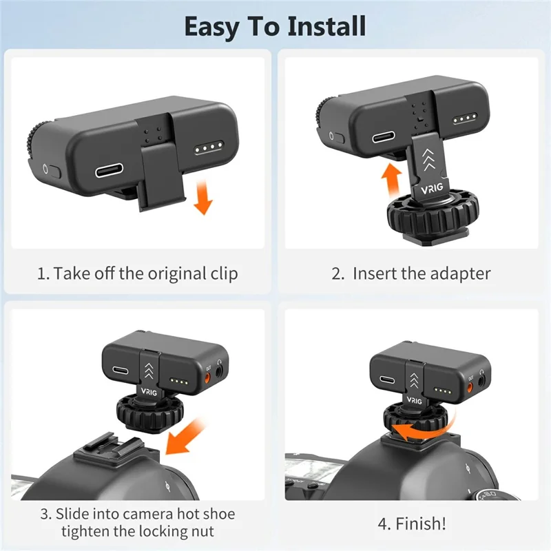 VRIG MC-02 For DJI Mic 2 Cold Shoe Mount Bracket 1 / 4 Thread Expansion Adapter Use On Tripod / Camera