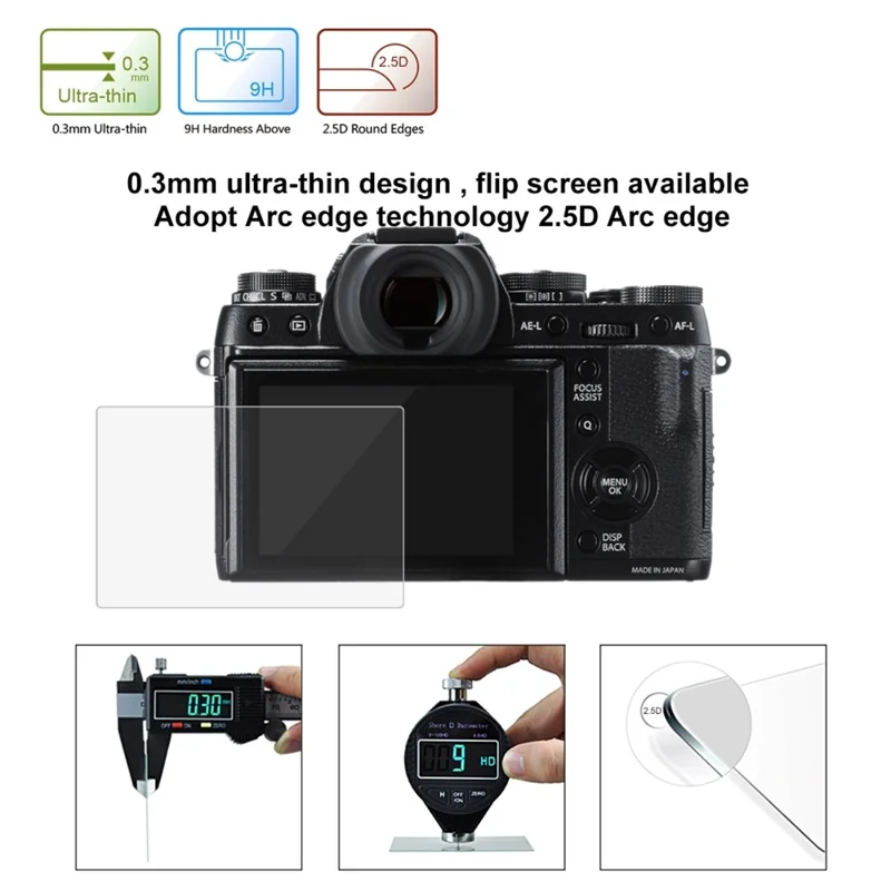 PULUZ PU5518 For Fujifilm X-T1 / X-T2 Tempered Glass Screen Protector 2.5D Curved Edge 9H Hardness Camera Film
