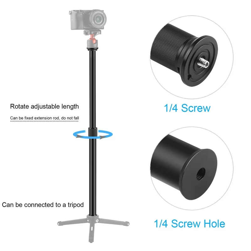 PULUZ PU3066B 33-60cm Extendable Center Column Extension Pole for Camera Tripod Stabilizer