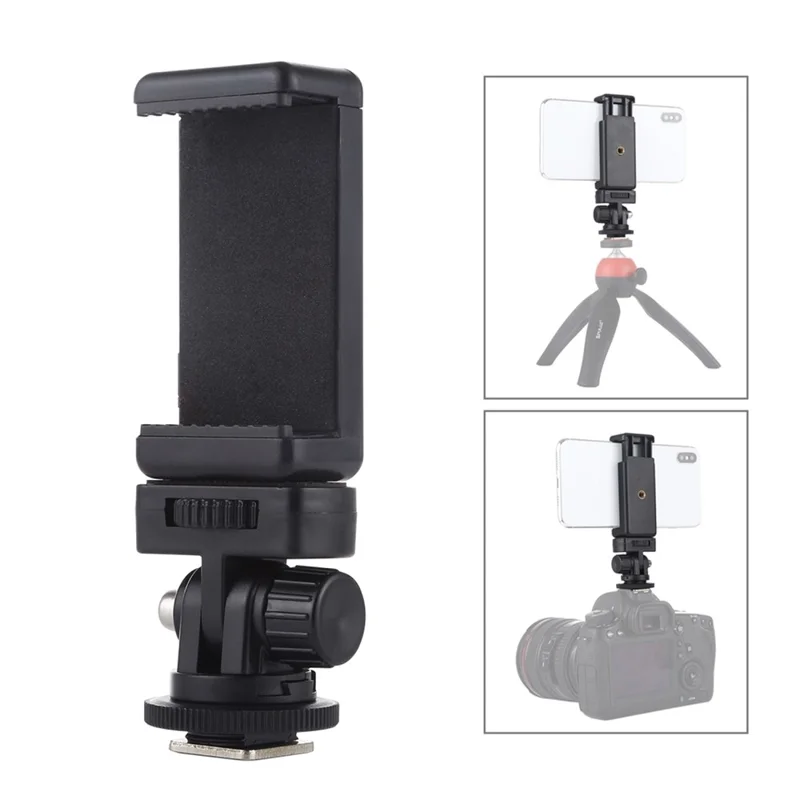 PULUZ PU417 1 / 4 Screw Hole Tripod Cold Shoe Mount Gimbal with Phone Clamp