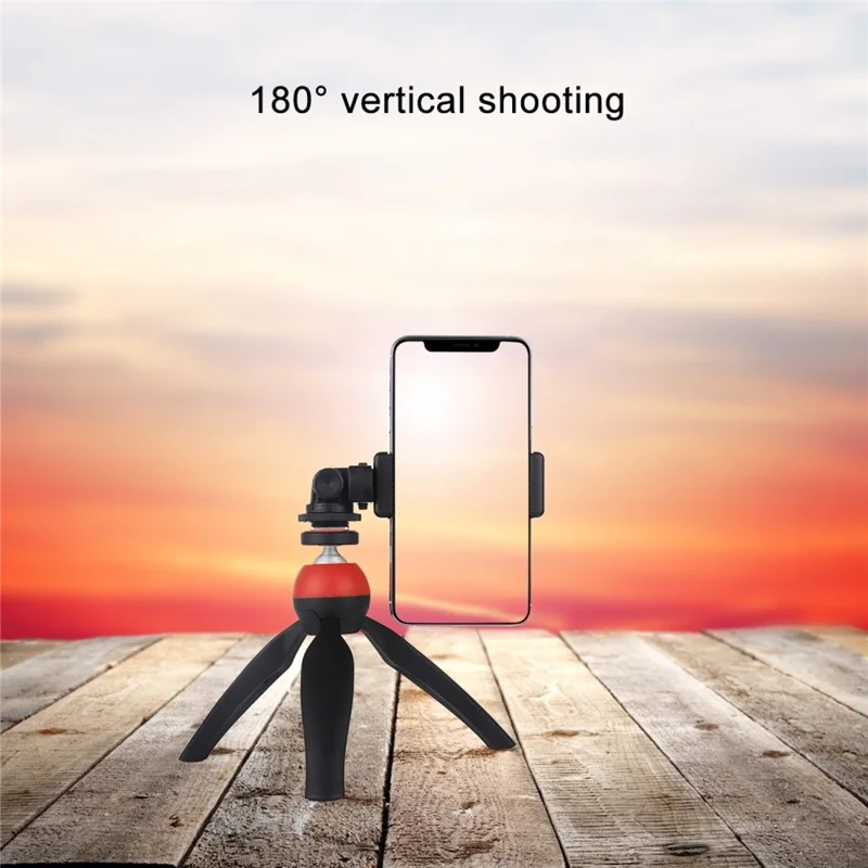 PULUZ PU417 1 / 4 Screw Hole Tripod Cold Shoe Mount Gimbal with Phone Clamp