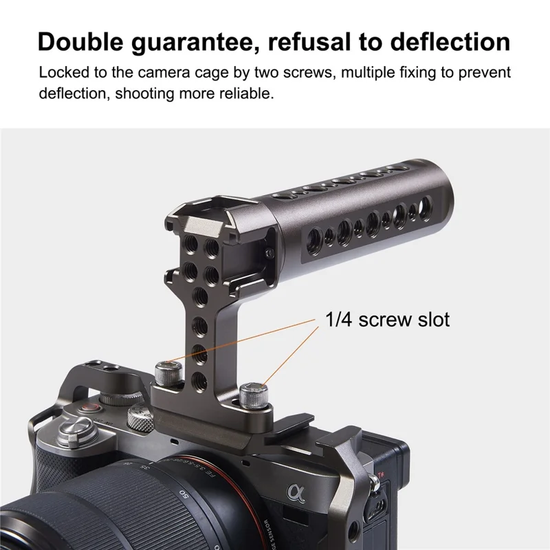 PULUZ PU3072GT Aluminum Alloy Top Handle with 3 Cold Shoe Mounts for Mirrorless DSLR Camera