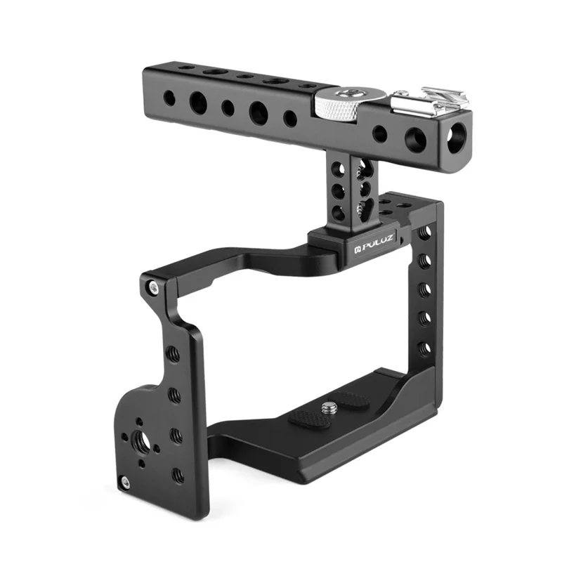 PULUZ PU3053B For Sony Alpha 6600 Camera Aluminum Alloy Rabbit Cage Stabilizer with Handle Grip