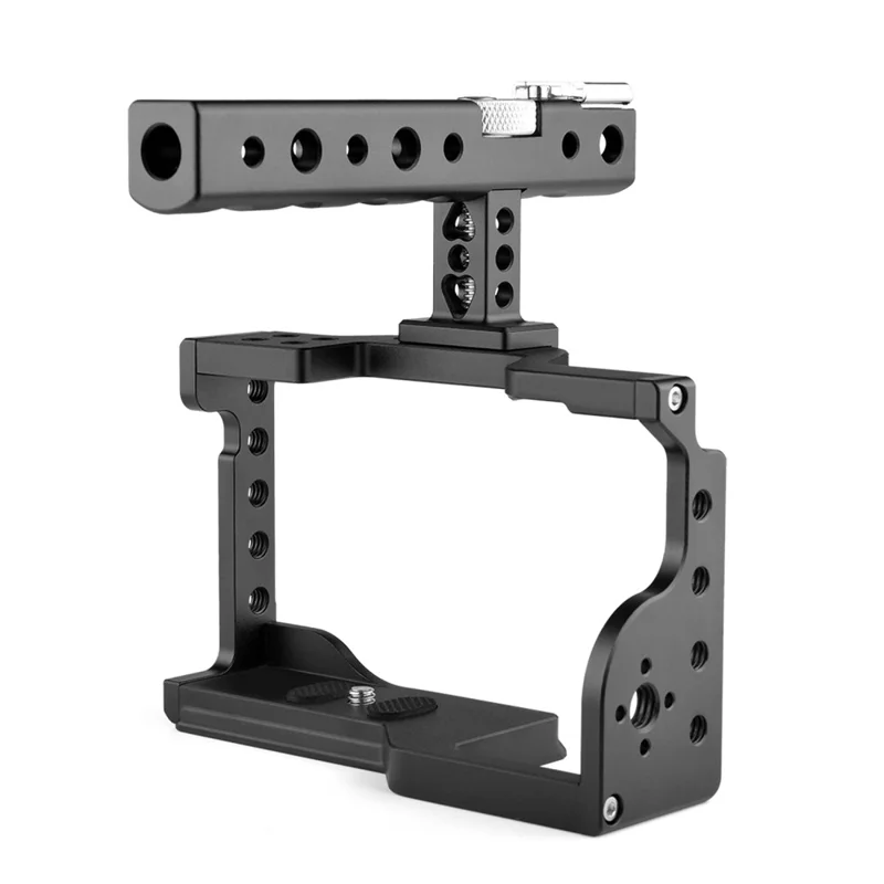 PULUZ PU3053B For Sony Alpha 6600 Camera Aluminum Alloy Rabbit Cage Stabilizer with Handle Grip