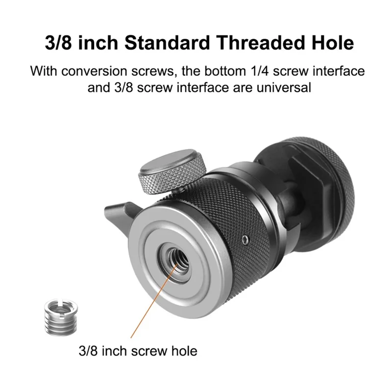 PULUZ PU3075B 360 Degree Panoramic Rotation Aluminum Alloy Ball Head Tripod Mount with Cold Shoe Base