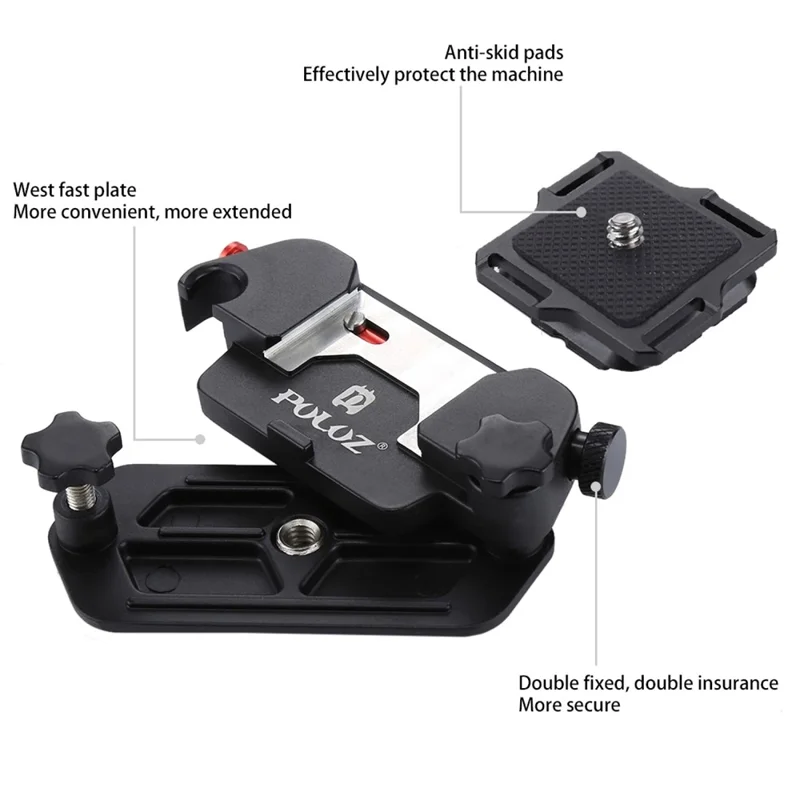 PULUZ PU231R Quick Release Belt Clip with Quick Release Plate Aluminum Alloy Backpack Mount Holder for Camera