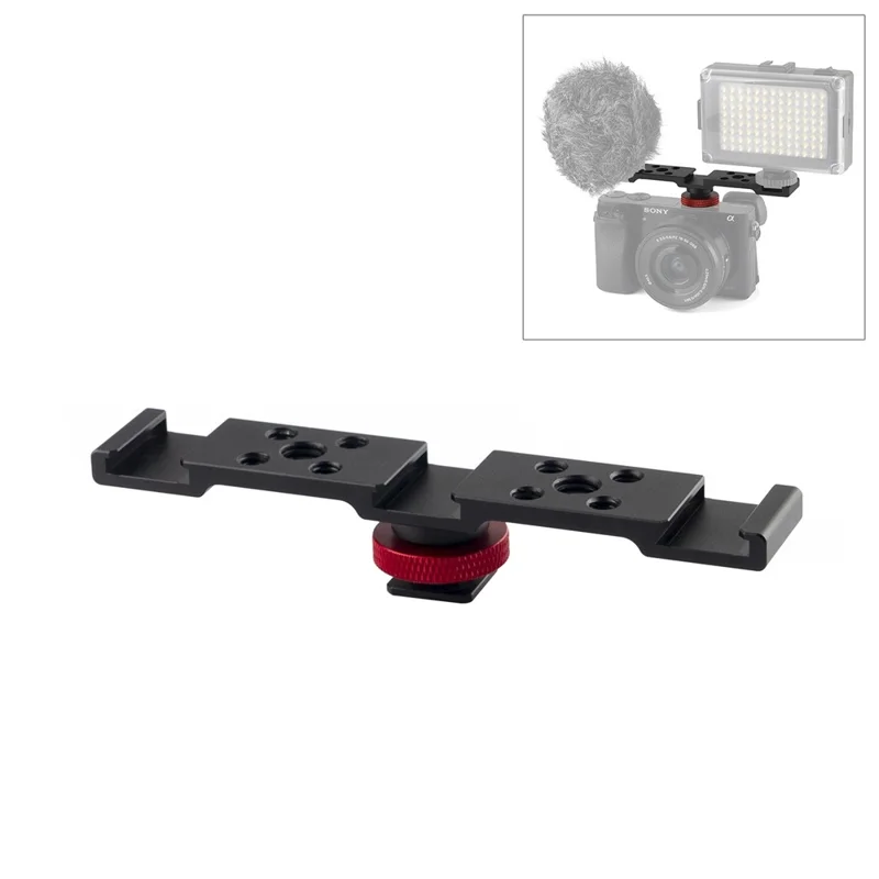 PULUZ PU523B Triple Cold Shoe Mount Adapter Extension Bar Bracket for Tripod / Microphone / LED Light