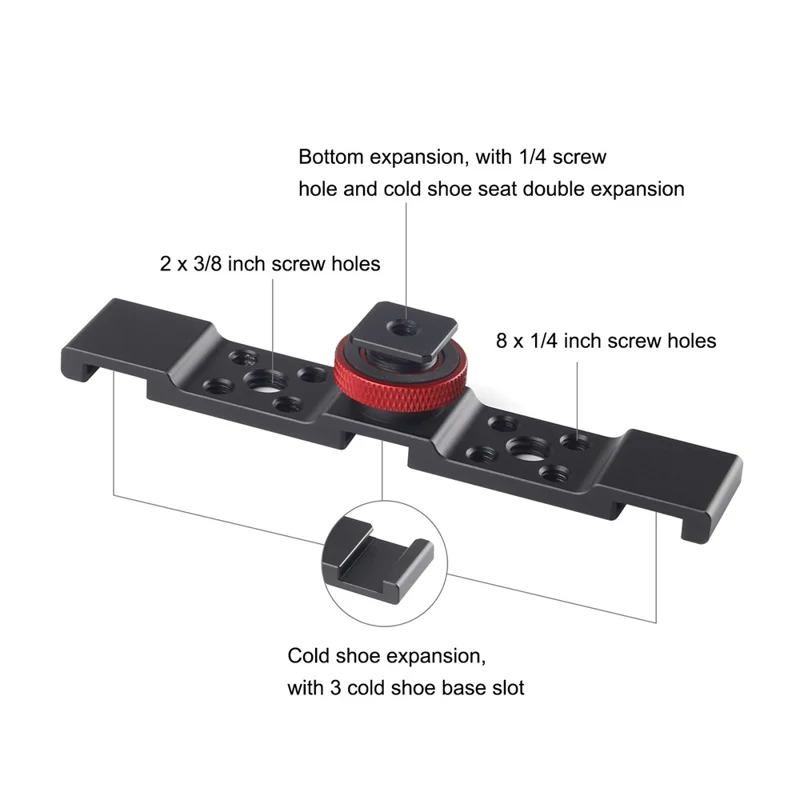 PULUZ PU523B Triple Cold Shoe Mount Adapter Extension Bar Bracket for Tripod / Microphone / LED Light
