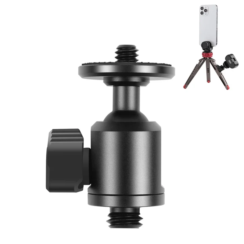PULUZ PU3089B Mini Ball Head Screw Tripod Mount with 1  /  4 External Screw 360 Degree Rotating Base Adapter for DSLR Cameras