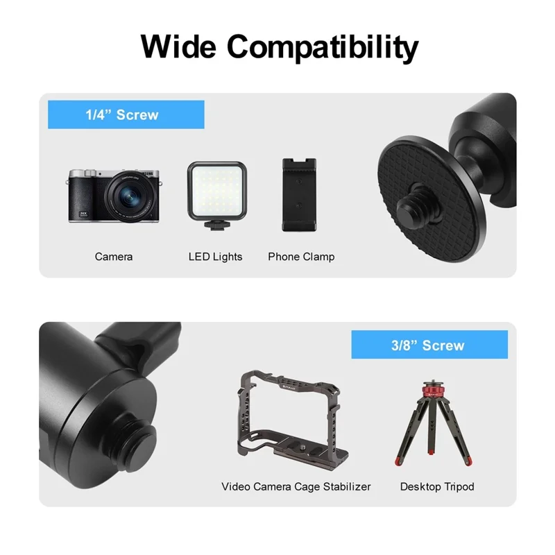 PULUZ PU3089B Mini Ball Head Screw Tripod Mount with 1  /  4 External Screw 360 Degree Rotating Base Adapter for DSLR Cameras