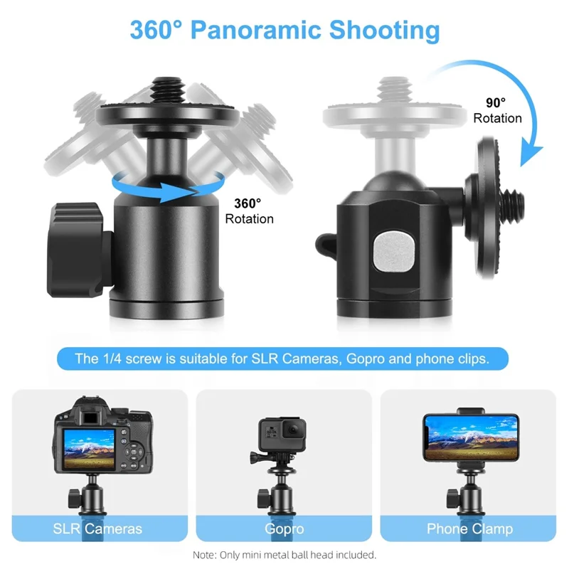 PULUZ PU3092B Mini Ball Head Screw Tripod Mount with 1 / 4 Inner Screw 360 Degree Rotating Base Adapter for DSLR Cameras