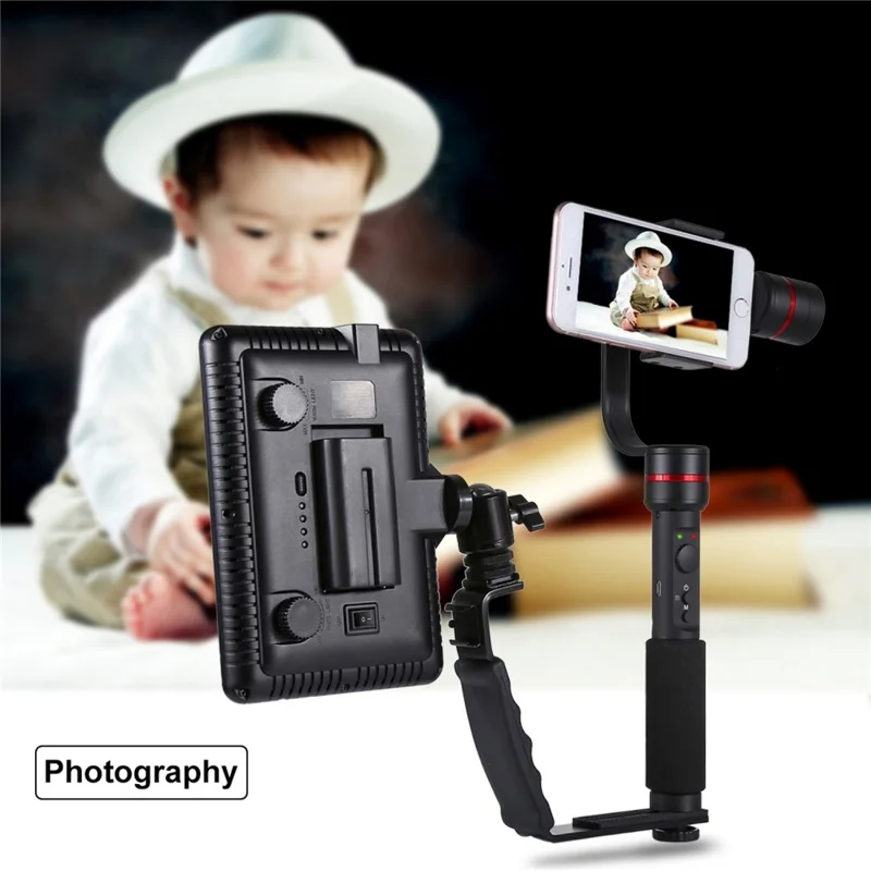 PULUZ PU3011 L-Shaped Bracket For DSLR Camera Flash Dual Hot Shoe Aluminum Alloy Ergonomic Handle