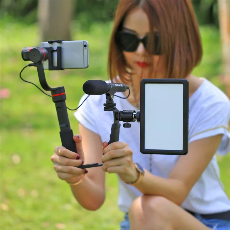 PULUZ PU3011 L-Shaped Bracket For DSLR Camera Flash Dual Hot Shoe Aluminum Alloy Ergonomic Handle