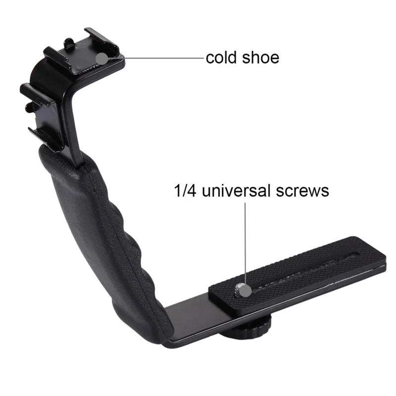 PULUZ PU3011 L-Shaped Bracket For DSLR Camera Flash Dual Hot Shoe Aluminum Alloy Ergonomic Handle