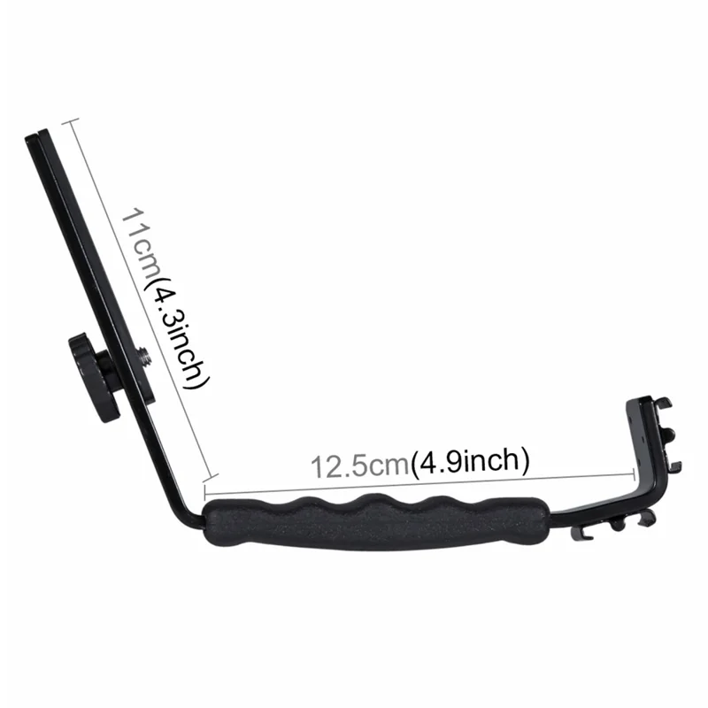 PULUZ PU3011 L-Shaped Bracket For DSLR Camera Flash Dual Hot Shoe Aluminum Alloy Ergonomic Handle