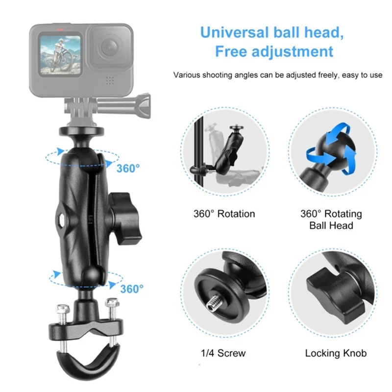 PULUZ PU701B For GoPro Action Camera Motorcycle  /  Bicycle Mount Handlebar Aluminum Alloy Universal Ball Head