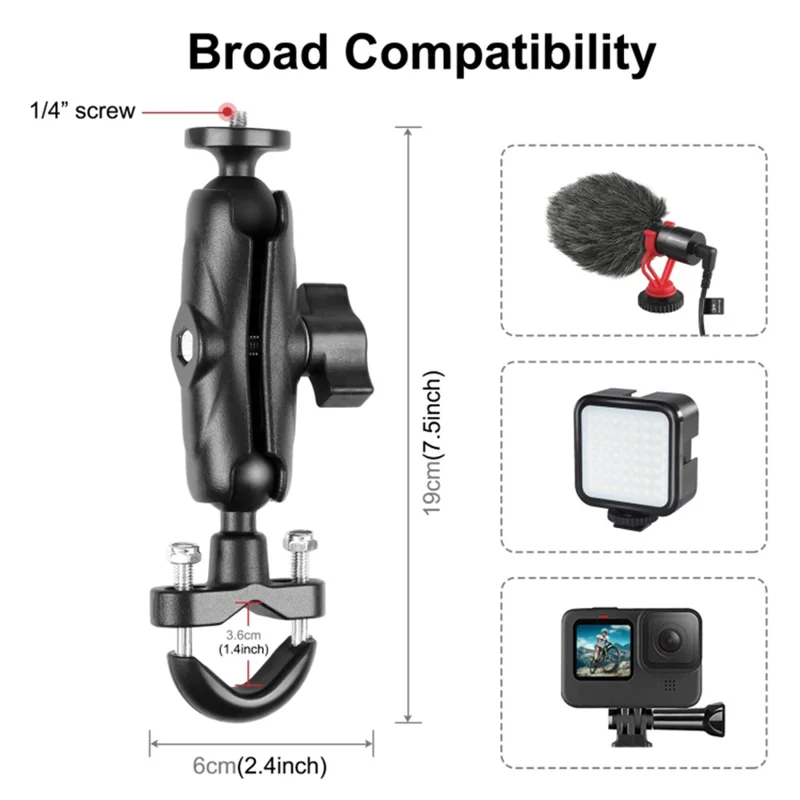 PULUZ PU701B For GoPro Action Camera Motorcycle  /  Bicycle Mount Handlebar Aluminum Alloy Universal Ball Head